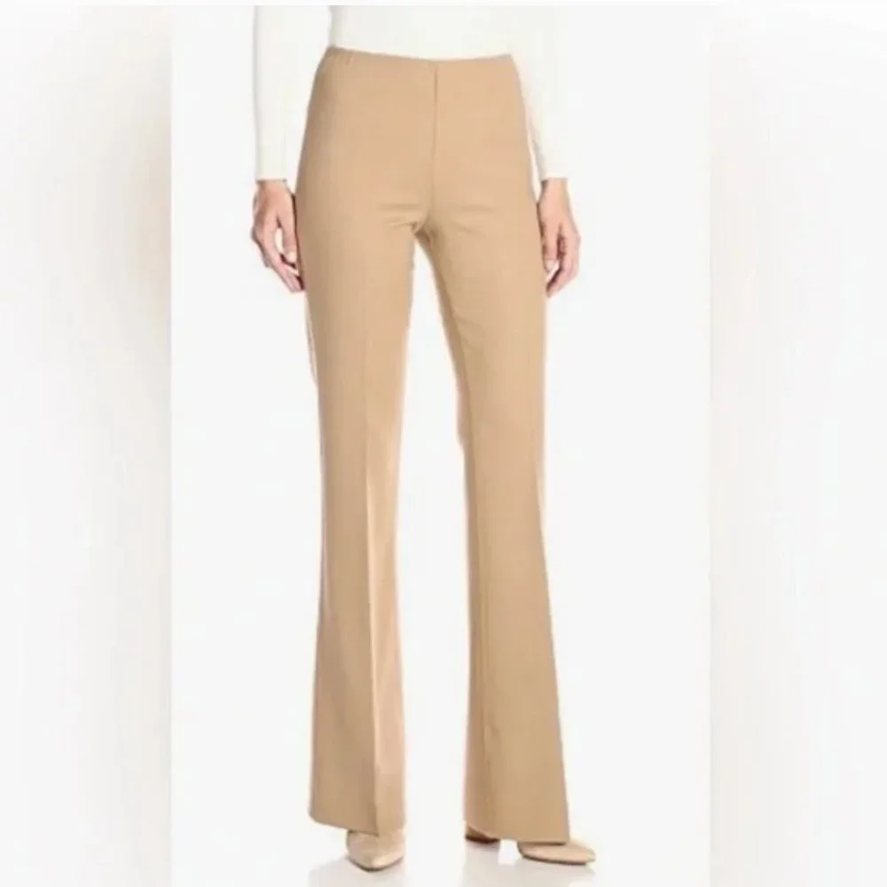 Theory Women Pants 4 Virgin Wool Tan Saxton Trousers Palomino Office Flare - Picture 1 of 11